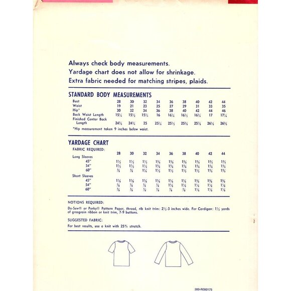 Stretch and Sew Misses 28 to 44 Top and Sweater Vintage Uncut Sewing Pattern - Picture 2 of 2